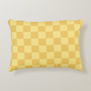 Yellow Checkerboard Pattern Accent Pillow