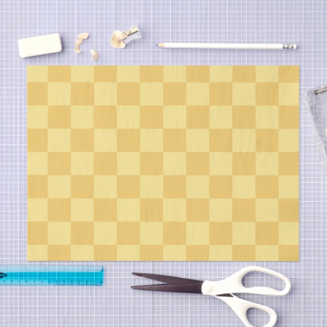 Yellow Checkerboard Pattern Tissue Paper (Craft)