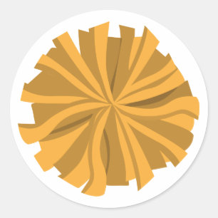 Yellow Cheerleader Pom Pom Classic Round Sticker