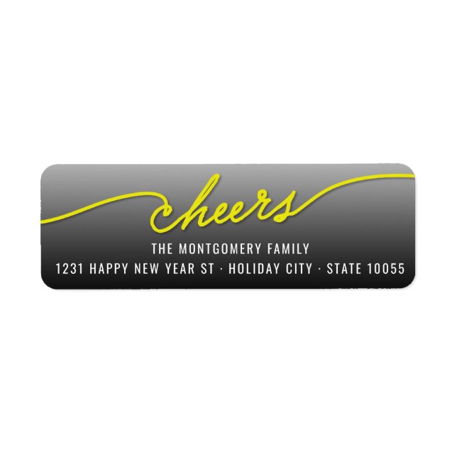 Yellow Cheers Calligraphy Script Holiday Address (Front)