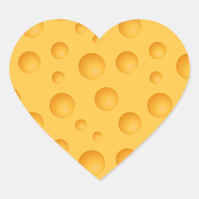 Yellow Cheese Pattern Heart Sticker (Front)