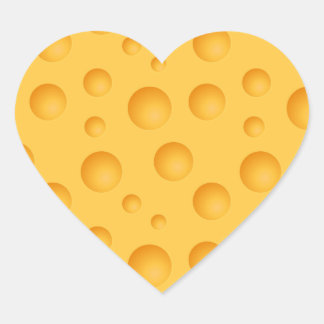 Yellow Cheese Pattern Heart Sticker