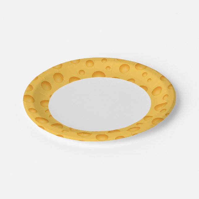 Yellow Cheese Pattern Paper Plate (Angled)