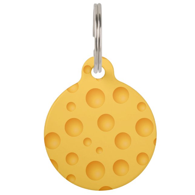 Yellow Cheese Pattern Pet Tag (Front)