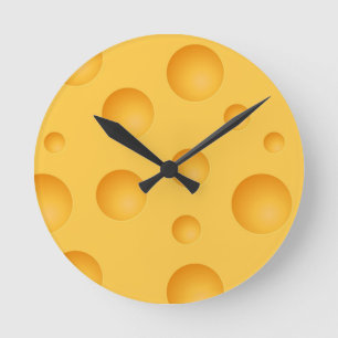 Yellow Cheese Pattern Round Clock