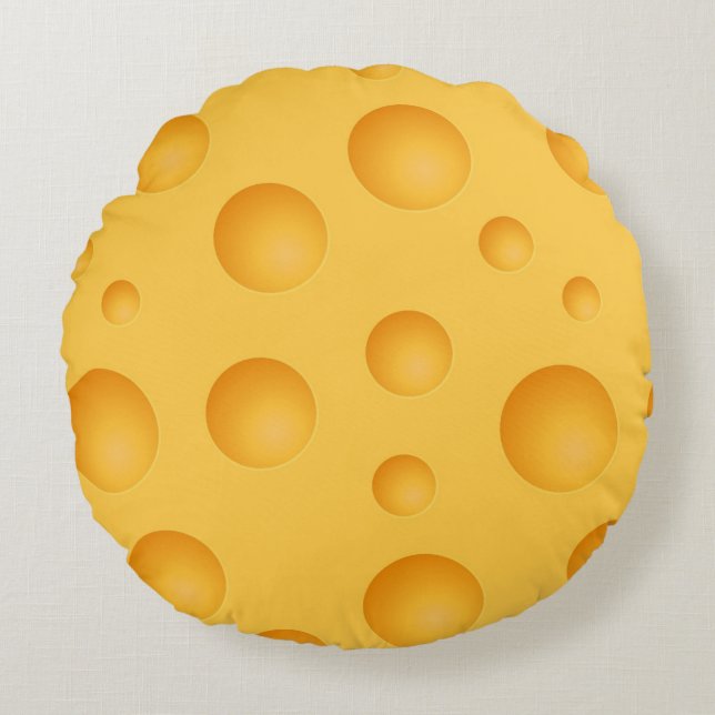 Yellow Cheese Pattern Round Pillow (Front)