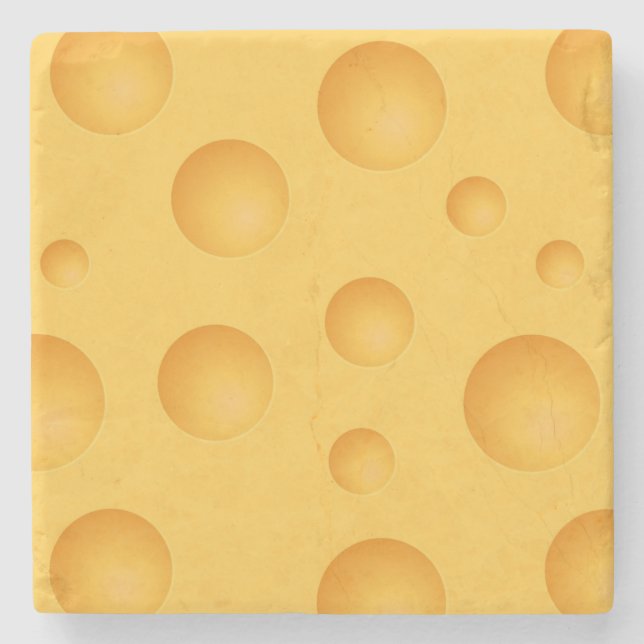 Yellow Cheese Pattern Stone Coaster (Front)
