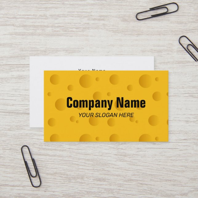 Yellow cheese with holes business card template (Front/Back In Situ)
