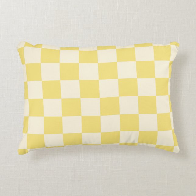 Yellow Chequerboard Accent Pillow (Front)