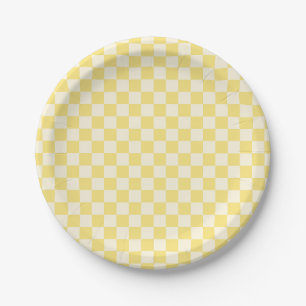 Yellow Chequerboard Paper Plate
