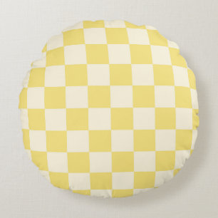 Yellow Chequerboard Round Pillow
