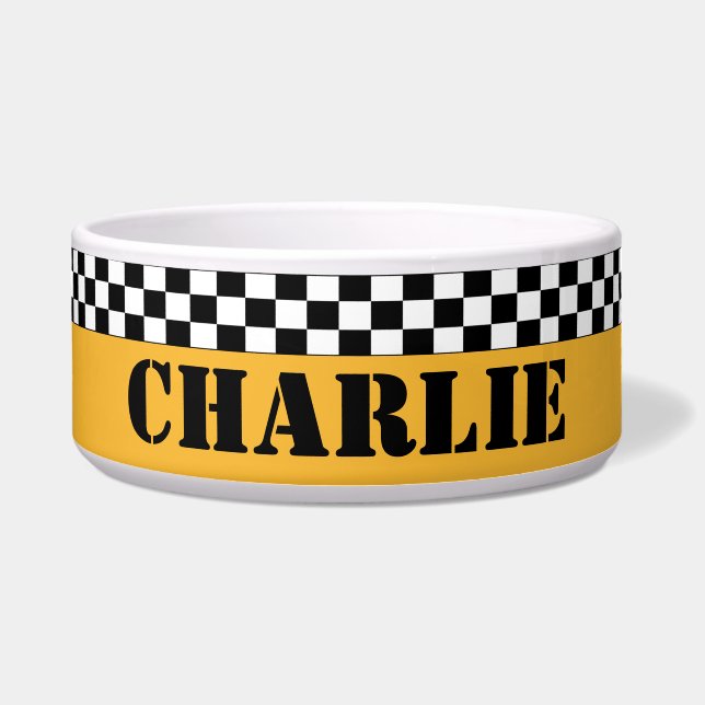 Yellow Chequered Cab Chequerboard Personalized (Front)