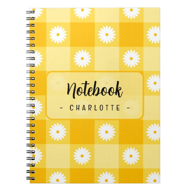Yellow Chequered Floral Notebook (Front)