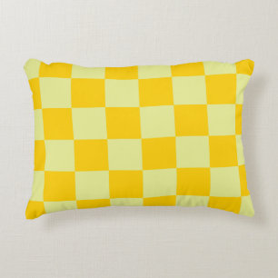 Yellow Chequered Gingham Pattern Accent Pillow