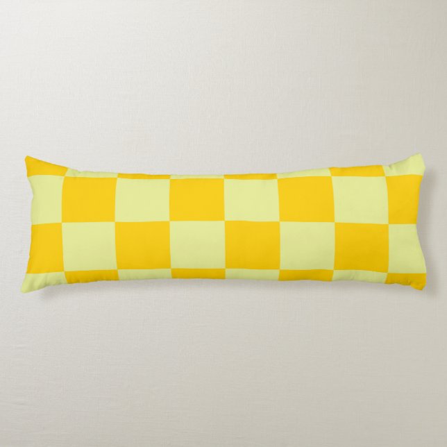 Yellow Chequered Gingham Pattern Body Pillow (Front)