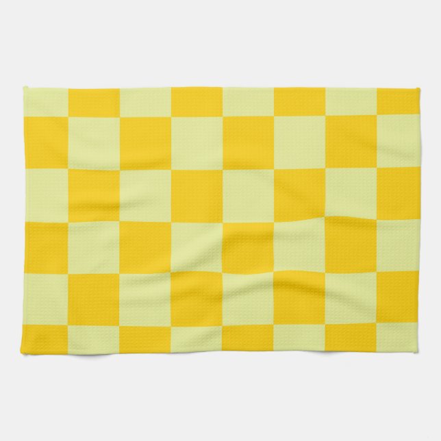 Yellow Chequered Gingham Pattern Kitchen Towel (Horizontal)
