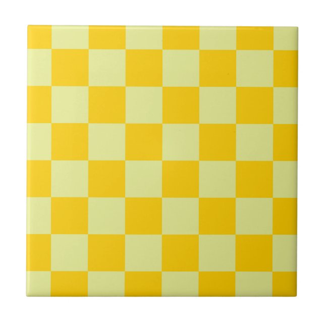 Yellow Chequered Gingham Pattern Tile (Front)