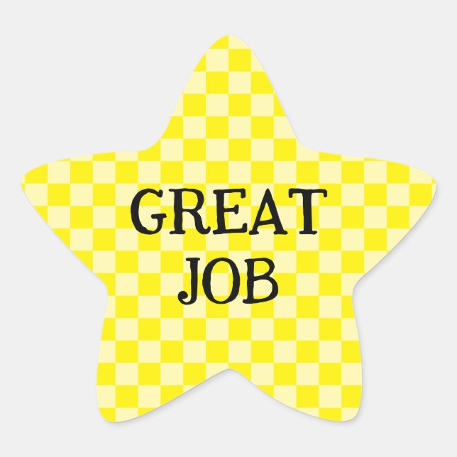 Yellow Chequered Great Job Star Sticker (Front)