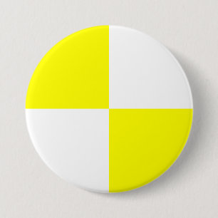 Yellow Chequered Pattern 3 Inch Round Button