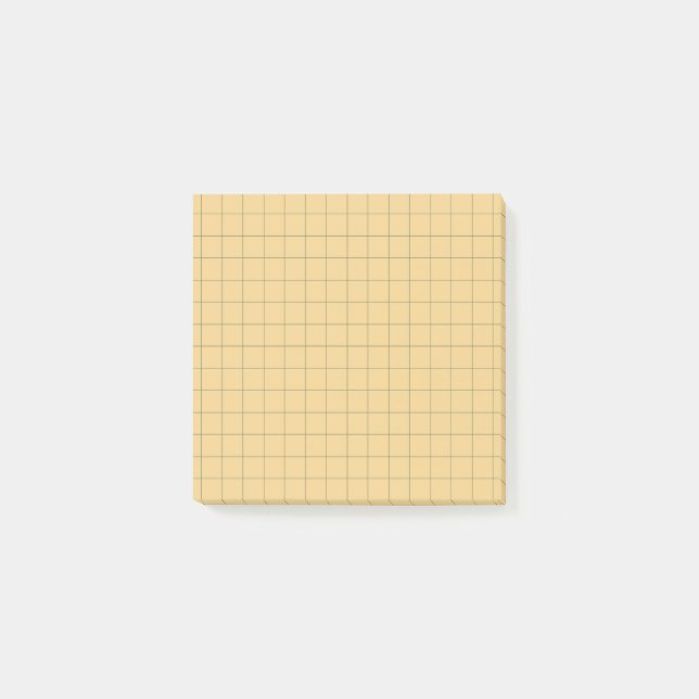 Yellow Chequered Pattern Bright Grid Design Office Post-it Notes (Front)