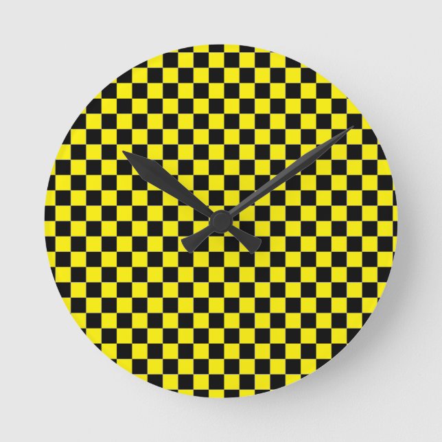 Yellow chequered wall clock (Front)