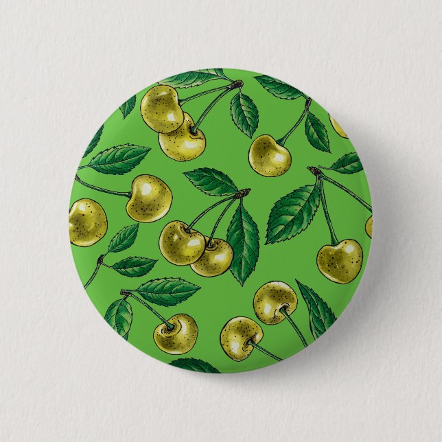 Yellow cherries 2 inch round button (Front)