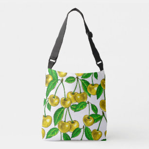 Yellow cherries on white crossbody bag