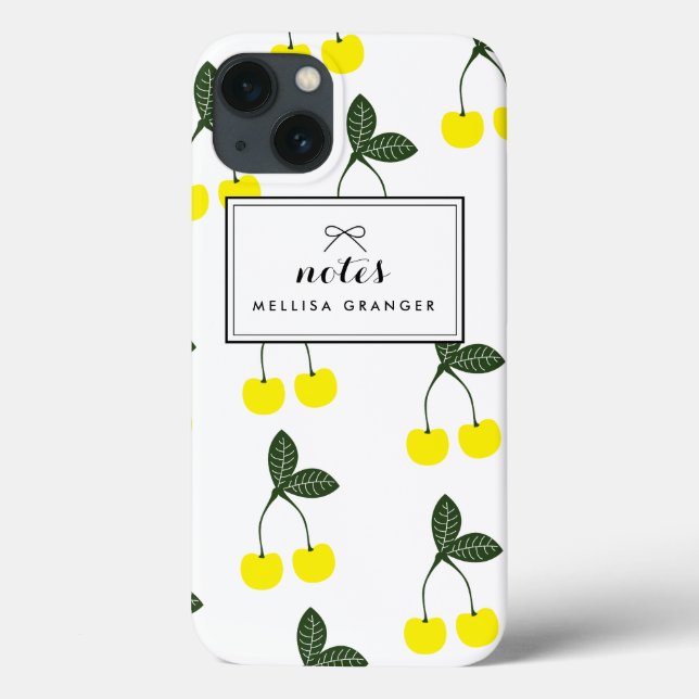 Yellow Cherries Pattern Personalized iPad Case (Back)