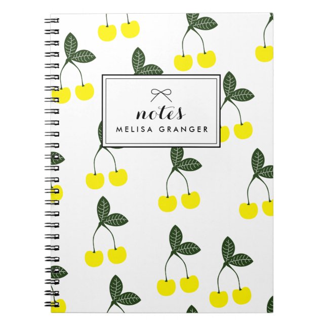 Yellow Cherries Pattern Personalized Notebook (Front)