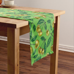 Yellow cherries short table runner