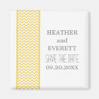 Yellow Chevron Border Save the Date Magnet
