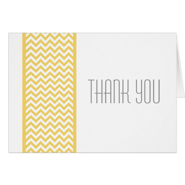 Yellow Chevron Border Thank You Card (Front Horizontal)
