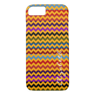 Yellow Chevron Colourful Stripes Monogram iPhone 8/7 Case