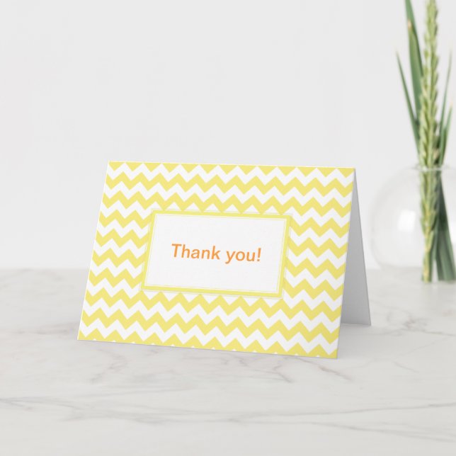 Yellow Chevron Design Thank You Card (Front)