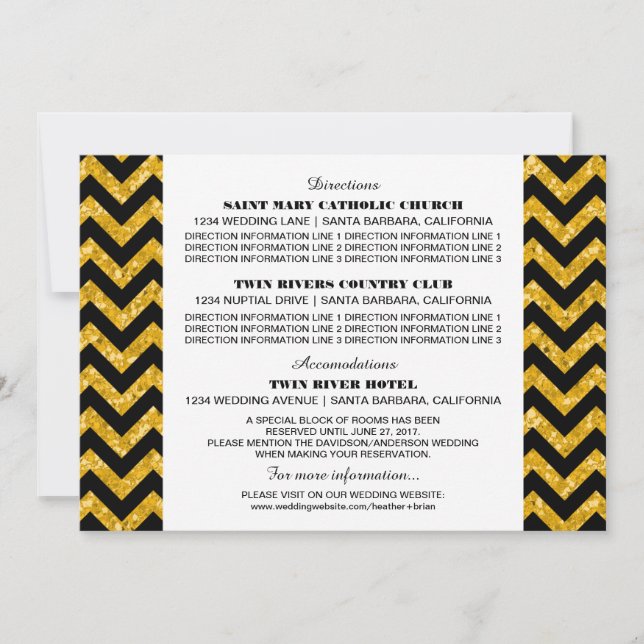 Yellow Chevron Glitter Information Card (Front)