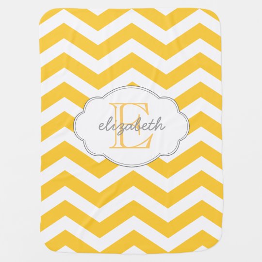 Yellow Chevron Monogram Baby Blanket