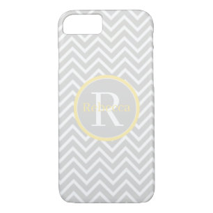 Yellow Chevron Monogram Barely There Case-Mate iPhone Case
