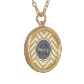 Yellow Chevron Monogram Gold Plated Necklace (Front Left)