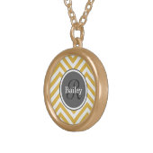 Yellow Chevron Monogram Gold Plated Necklace (Front Right)