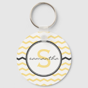 Yellow Chevron Monogram Keychain