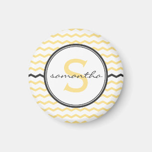 Yellow Chevron Monogram Magnet