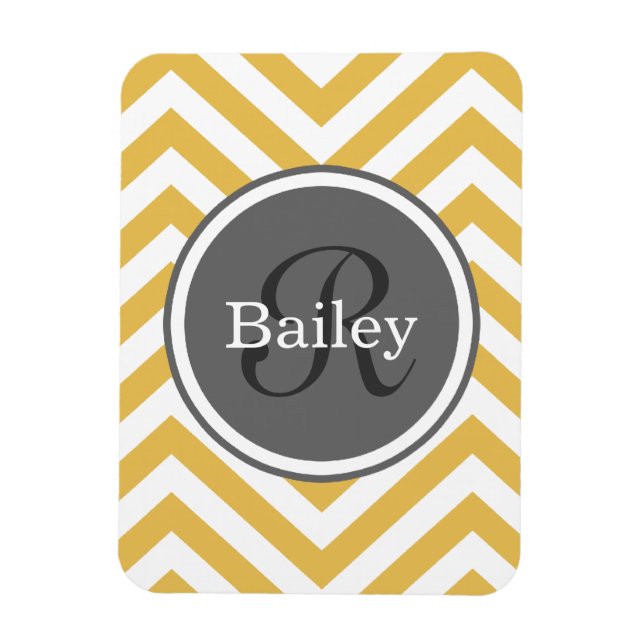 Yellow Chevron Monogram Magnet (Vertical)