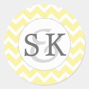 Yellow Chevron Monogram Wedding envelope seals