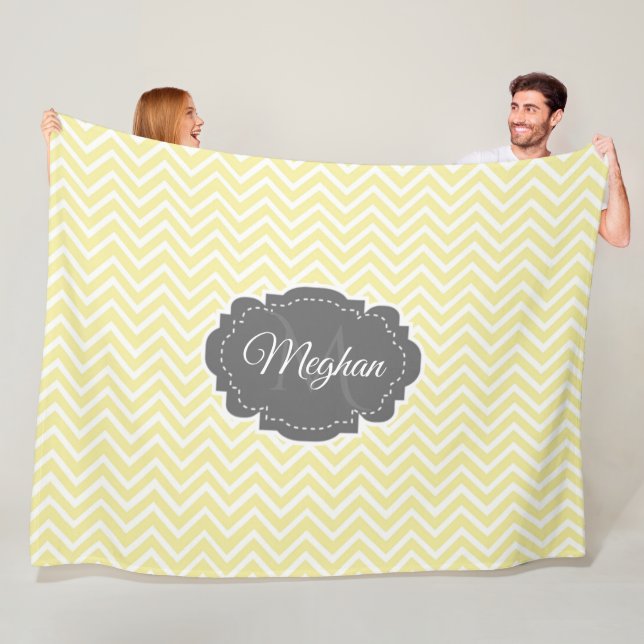 Yellow Chevron Personalized Fleece Blanket (In Situ)