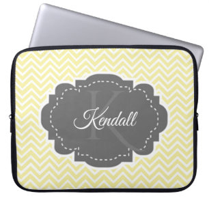 Yellow Chevron Personalized Laptop Sleeve