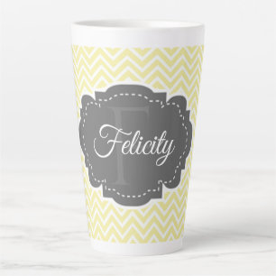 Yellow Chevron Personalized Latte Mug