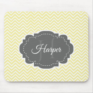 Yellow Chevron Personalized Mouse Pad