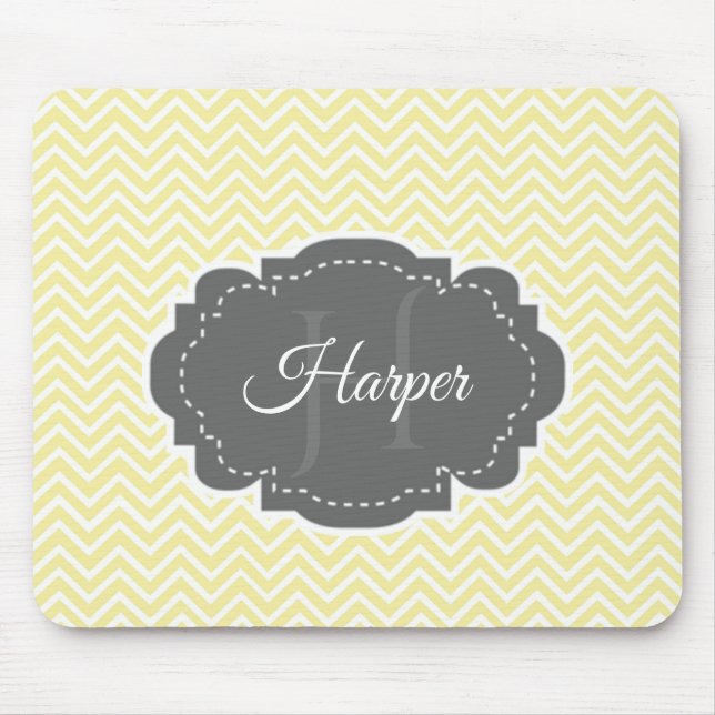 Yellow Chevron Personalized Mouse Pad (Front)