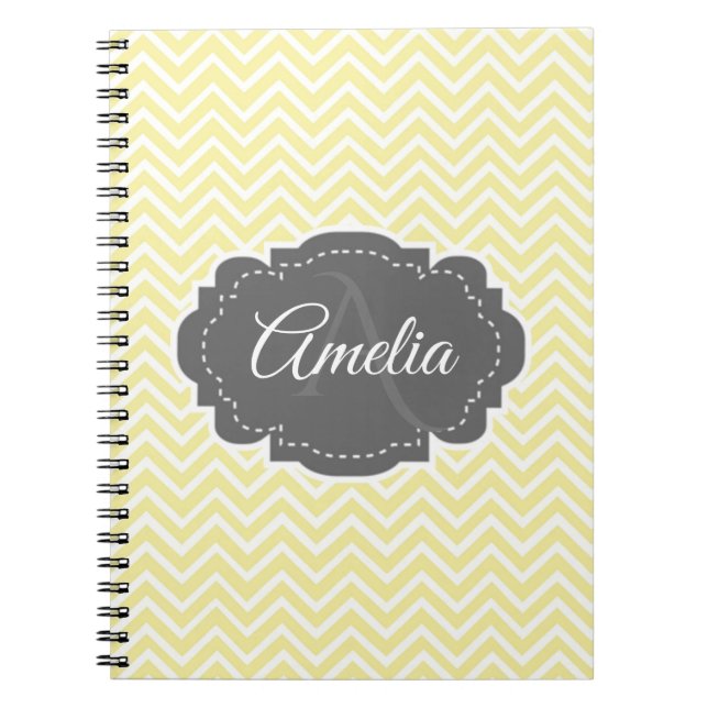 Yellow Chevron Personalized Notebook (Front)
