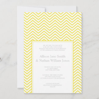 Yellow Chevron Print Wedding Invitation